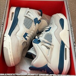 AIR JORDAN 4 RETRO White and Blue Sneakers